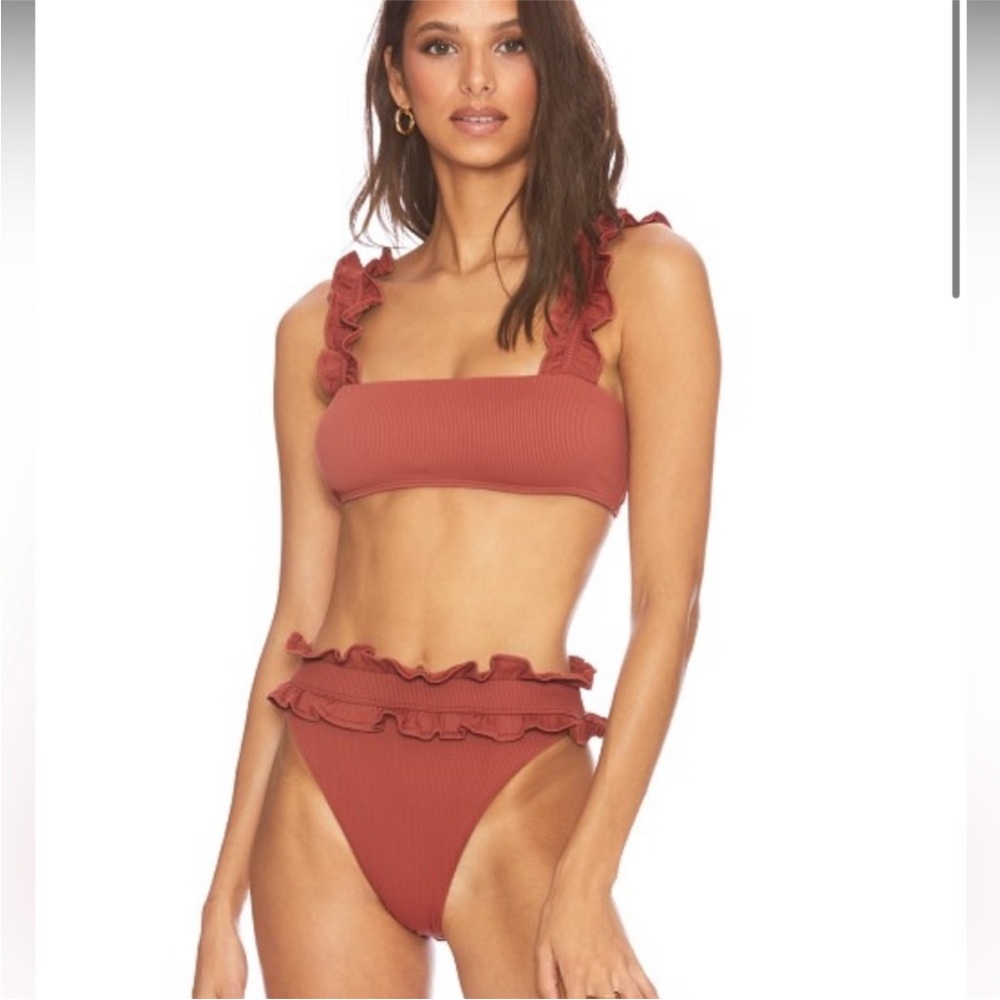 Beach Riot Hot Pink High Waist Ruffle Bikini Set - Picture 2 of 6